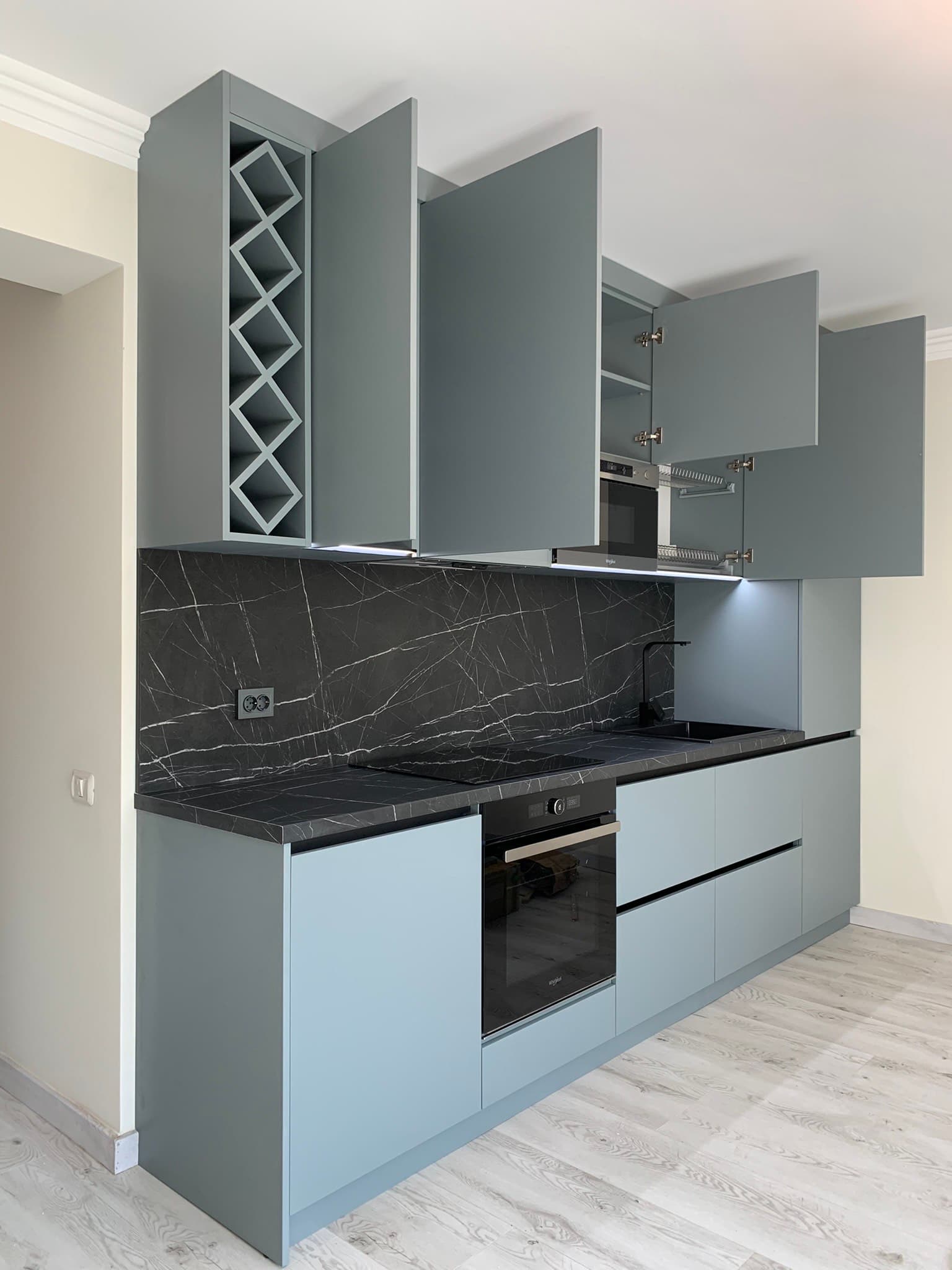 photo of modern blue kitchen